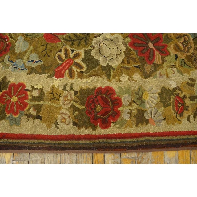 Ecru 1880s Tan Ecru Rose Medallion Antique American Hooked Rug 3'3'' X 5' Woven Wool Carpet For Sale - Image 8 of 10