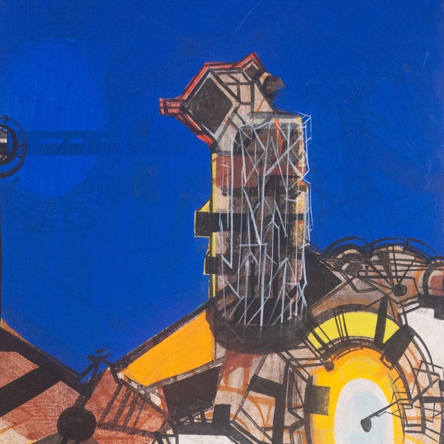 Modern Industrial Geometric Abstraction, 1970s, Oil on Canvas For Sale - Image 3 of 6