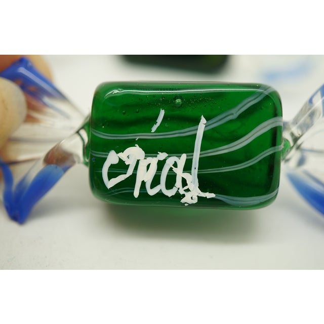 Vintage Set of 13 Murano Swirled Striped Art Glass Wrapped Candy Cane Ornaments For Sale - Image 9 of 15