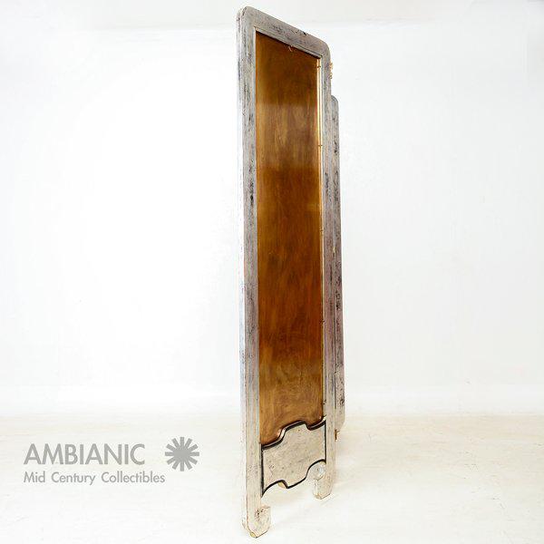 Mexican Modernist Mahogany Wood Room Divider With Silver Leaf Brass Panel Chairish