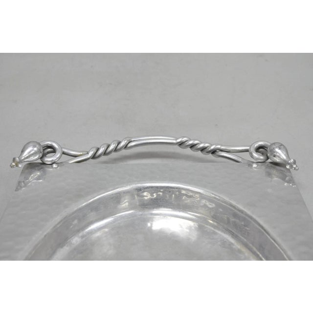 Mid 20th Century Vintage Buenilum Art Nouveau Hand Hammered Aluminum Serving Tray W Tulip Handles For Sale - Image 5 of 14
