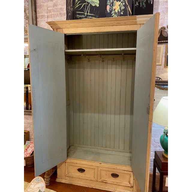 Wood Antique Rustic Painted Wardrobe For Sale - Image 7 of 7