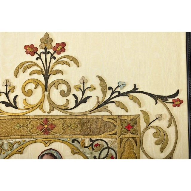 French 19th Century Framed Embroidery of the Madonna & Child For Sale - Image 10 of 12
