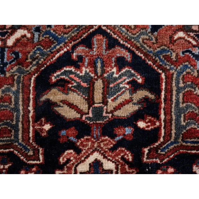 Textile Middle Eastern Square Heriz Rug For Sale - Image 7 of 10