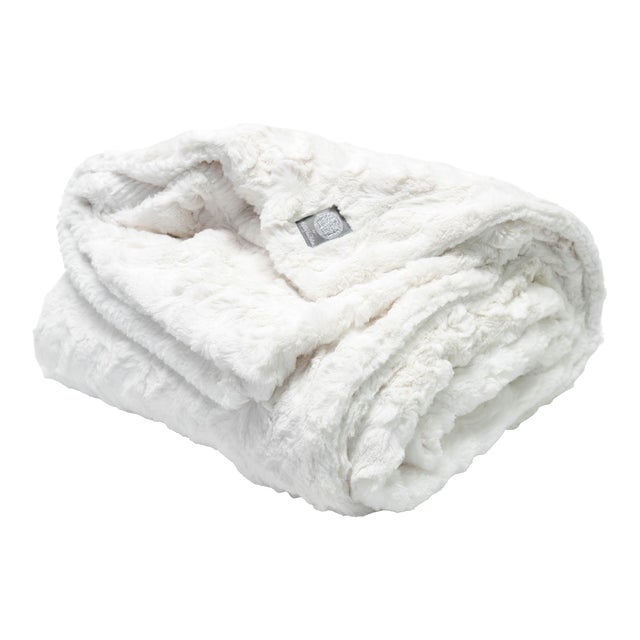 Ivory Faux Fur Minky Throw (50" X 60") For Sale