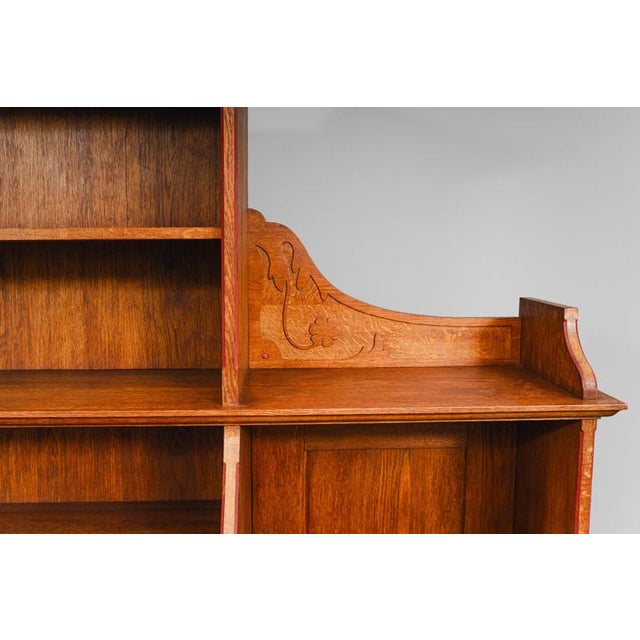 Early 20th Century Art Nouveau Bookcase with Secretary Compartment in Oak For Sale - Image 15 of 18