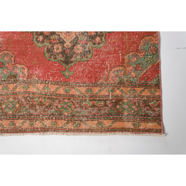Textile Oushak Vintage Orange Runner For Sale - Image 7 of 10