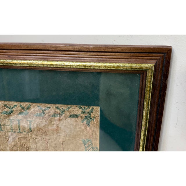 19th Century Large Antique Early 19th Century Handmade Embroidered Needlepoint Sampler Art For Sale - Image 5 of 8