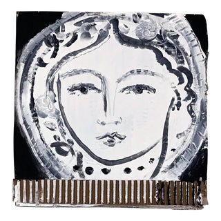 Greek Face No. 10, Ceramic, Cardboard, Drawing, Painting For Sale