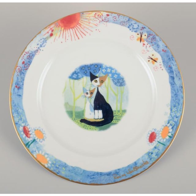 Dinner Plates with Cat Motifs by Rosina Wachtmeister for Goebel, Germany, Set of 6 For Sale - Image 5 of 10