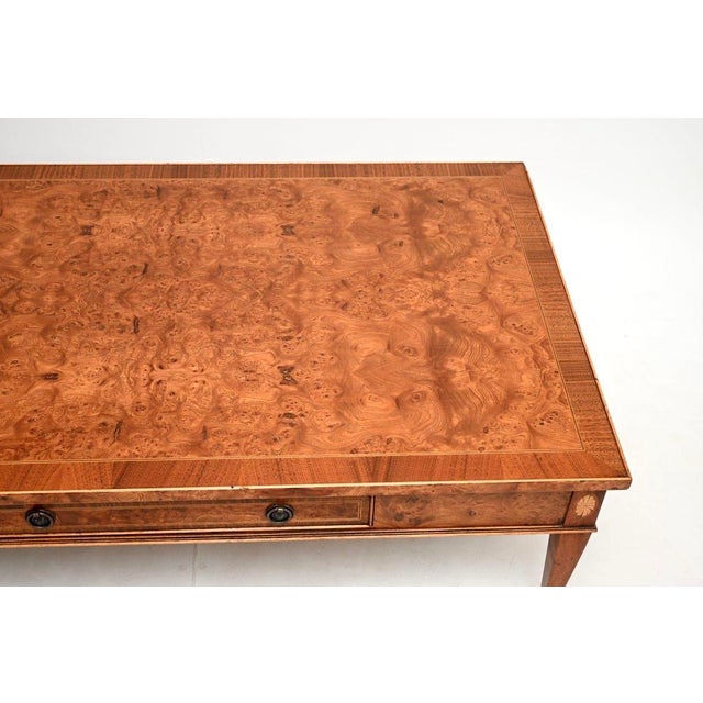 Brown Large Antique Burr Walnut Coffee Table, 1930s For Sale - Image 8 of 13