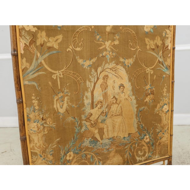 Victorian Bamboo Fireplace Screen W. European Fabric For Sale - Image 9 of 10