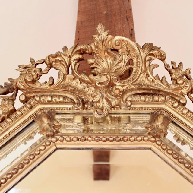 Late 19th Century French Gilt Wood Belle Époque Cushion Mirror For Sale - Image 5 of 13