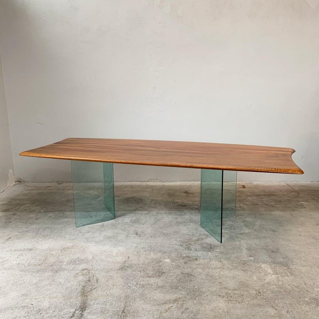Brown Large Table in Wood and Glass by Oskar Kogoj, 1970s For Sale - Image 8 of 8