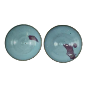 Pair of Chinese Jun Ware Bowls, Yuan Dynasty