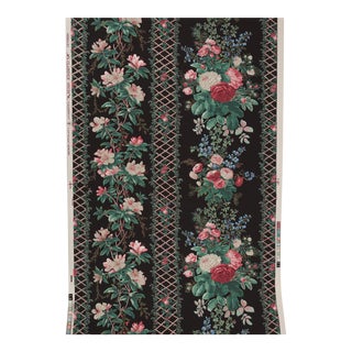 Black Floral Chinoiserie Trellis "Noailles" Clarence House Wallpaper For Sale