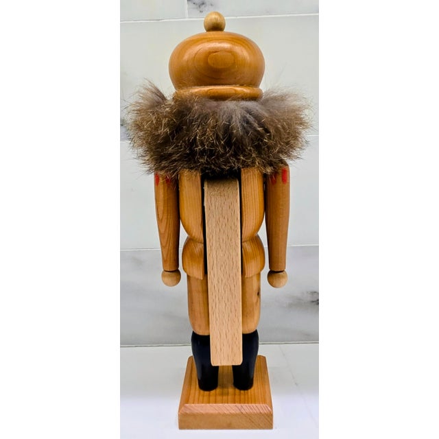 Late 20th Century Vintage Erzgebirge-Style Wooden Nutcracker King With Faux Fur Beard, German Democratic Republic (Gdr) For Sale - Image 5 of 9