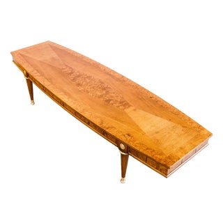 Vintage Mid Century Modern Burlwood Coffee Table With Brass Accents For Sale