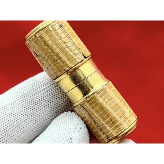 Early 20th Century Rare Vintage "Paris Bric" Luxury Mini Snake Skin Lipstick Patrol Lighter For Sale - Image 5 of 18