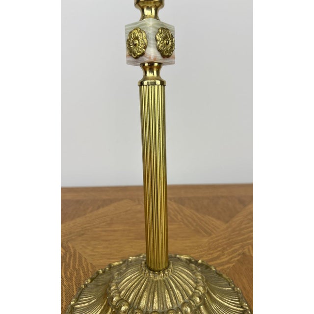 Vintage French Ashtray Stand in Brass and Onyx Crystal For Sale - Image 5 of 14