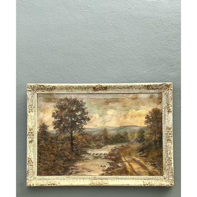 Immerse your space in the tranquil beauty of the natural world with this exceptional vintage impressionist landscape. This...