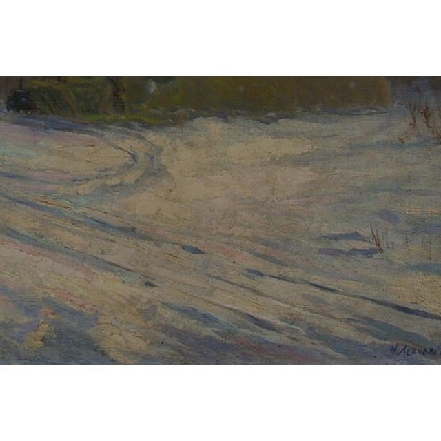 Vintage Winter Landscape Oil Painting, Ukrainian Art, 1960s 67-102 For Sale - Image 6 of 6