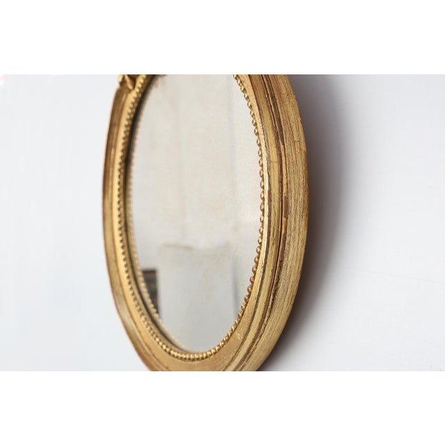 Wood Oval Giltwood Mirror with Rococo-Style Floral Crest, 1950s For Sale - Image 7 of 11