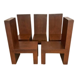 Set of 5 Vintage Patinated Metal Chairs For Sale