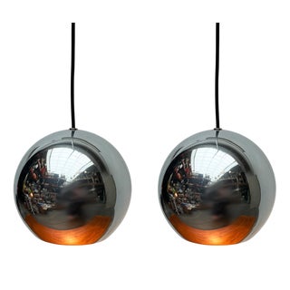 Mid-Century Modern Space Age Ball Pendant Lamps, 1960s, Set of 2 For Sale