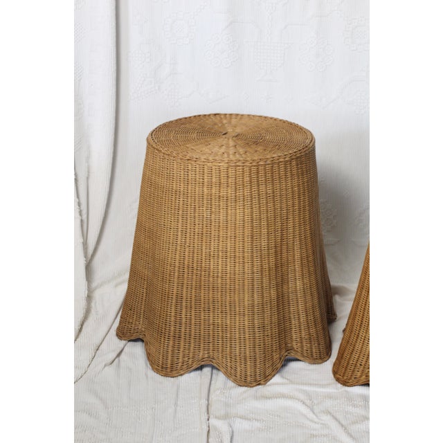 1990s Pair of Matching Wicker Ghost Side Tables For Sale - Image 4 of 11