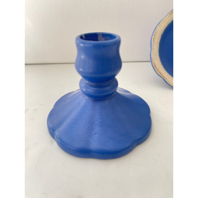 Vintage Camark Matte Blue Candle Holders - a Pair For Sale In Washington DC - Image 6 of 7