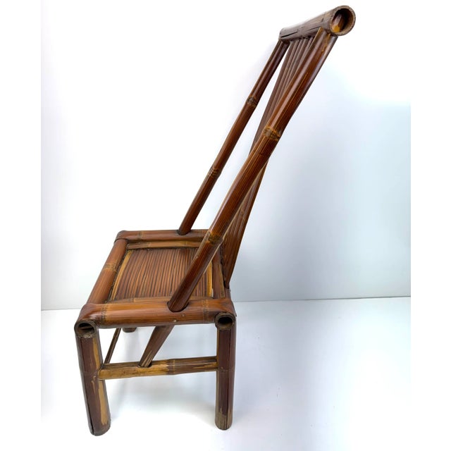 Vintage Mid Century High-Back Bamboo Side Chair With Sculptural Silhouette For Sale - Image 17 of 17