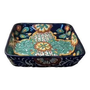 1970s Talavera Mexican Folk Art Square Bowl