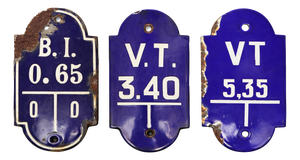 Vintage Belgian Industrial Enameled Metal Signs, 1940s, Set of 3