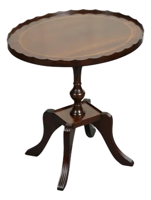 Flamed Hardwood Oval Pie Crust Side End Lamp Table
