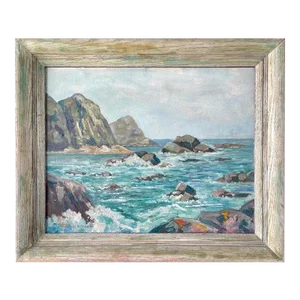 Signed Coastal Beach Painting by Frank Proschwitzky Freyburg