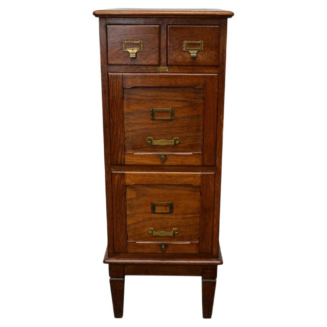 French Oak Apothecary Cabinet / Filing Cabinet, 1920s For Sale
