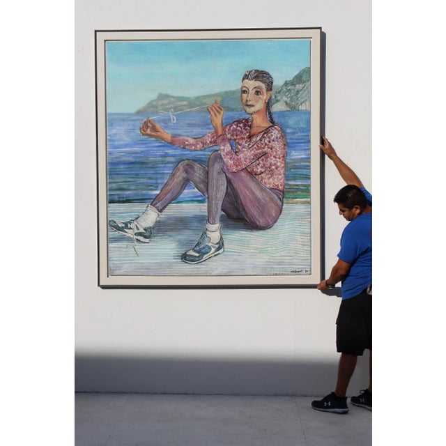 1980s Monumental Persian Artist Contemporary Art 6 Foot Painting by Milano Khzanjian For Sale - Image 12 of 13