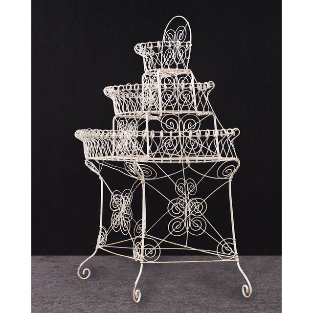 Victorian English Victorian Three-Tier Demilune Wire Garden Plant Stand For Sale - Image 3 of 18