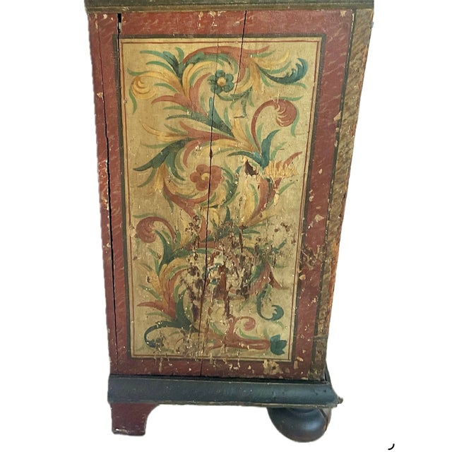 Wood Dutch Colonial 18th Century Polychrome Painted Cabinet For Sale - Image 7 of 13