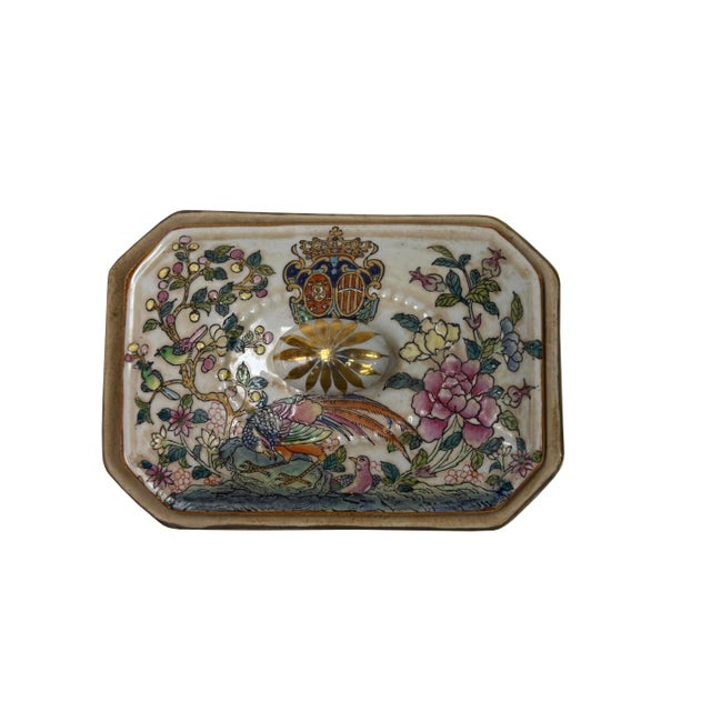 Vintage Famille Rose Enamel Flower Bird Rectangular Porcelain Box For Sale - Image 13 of 13