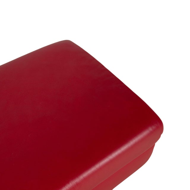 Vintage Leather Stool in Red For Sale - Image 6 of 10