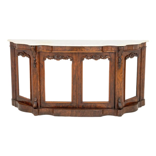 Victorian Walnut Mirrored Credenza For Sale