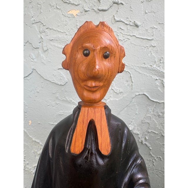 Brown Vintage Italian Hand-Carved Wood Scholar/Lawyer Figure Sculpture by Romer For Sale - Image 8 of 12