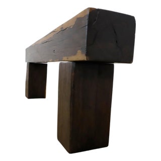 1970s Solid Tropical Wood Abstract Bench For Sale