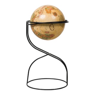 Vintage Replogle 16” World Classic Globe on Mid-Century Modern Metal Stand For Sale