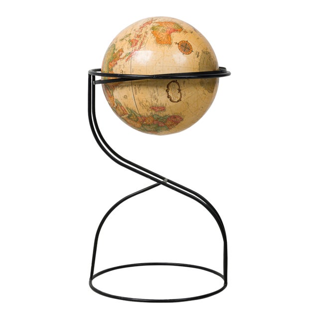 Vintage Replogle 16” World Classic Globe on Mid-Century Modern Metal Stand For Sale