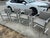 Knoll 2003 Set of 4 Mies Van Der Rohe for Knoll Flat Bar Brno Arm Chairs Grid Fabric Pattern For Sale - Image 4 of 15