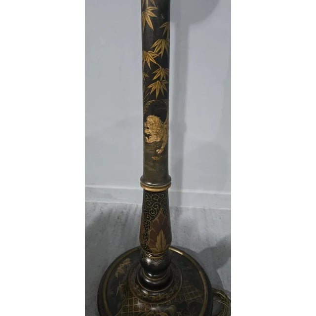 Wood Vintage Chinoiserie Standard Lamp with Shade, 1920 For Sale - Image 7 of 9