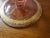 Pair Vintage Pink Depression Glass Tapered Candle Holders Gilded Floral Scroll Design For Sale - Image 4 of 6
